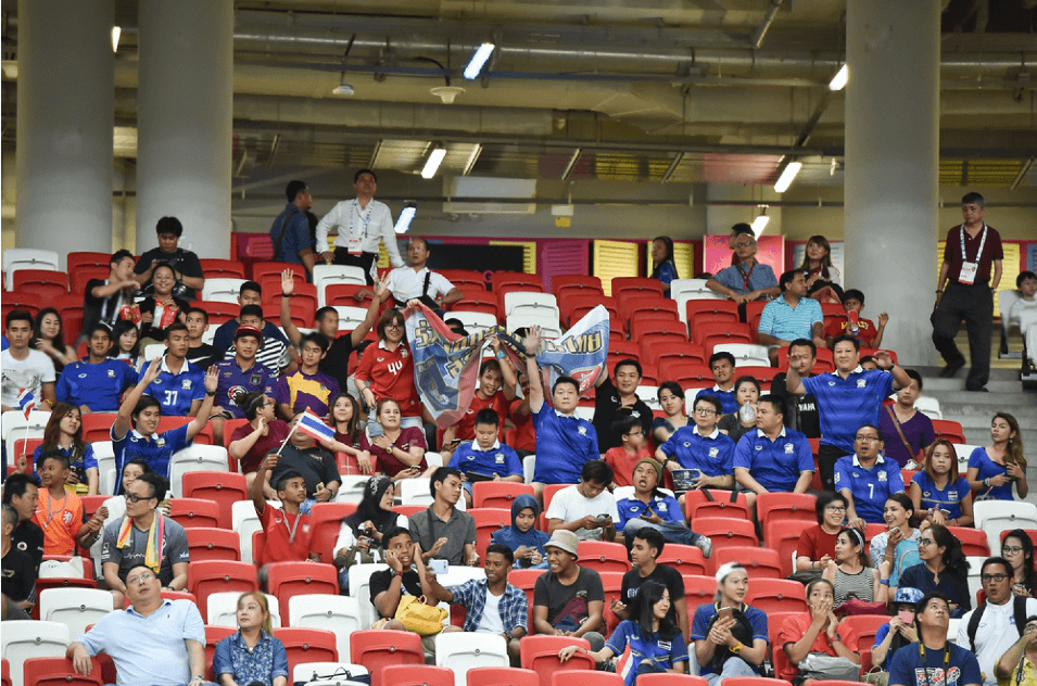 Unidentified fan during friendly match between thailand against all star at rajamangkala